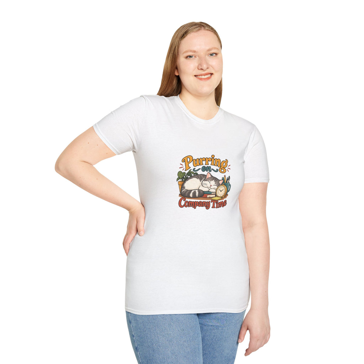 Purring on Company Time | Cat Owners T-Shirt Gift | Banterpip