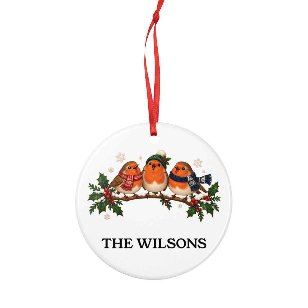 Personalised Family Robin Christmas Ornament | Ceramic Tree Decoration | Banterpip