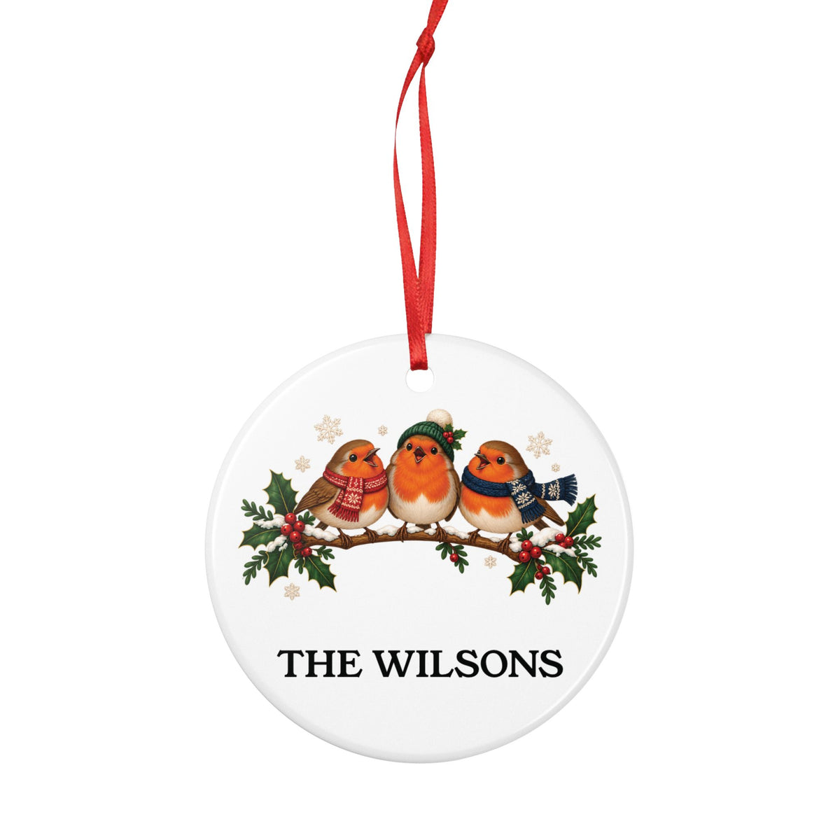 Personalised Family Robin Christmas Ornament | Ceramic Tree Decoration | Banterpip