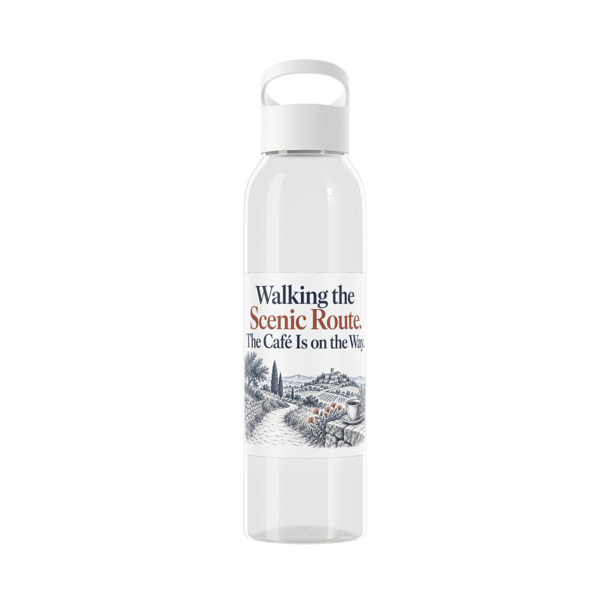 Walking Water Bottle, Scenic Route Cafe Stop, Funny Adult Hiking Gift, 650ml