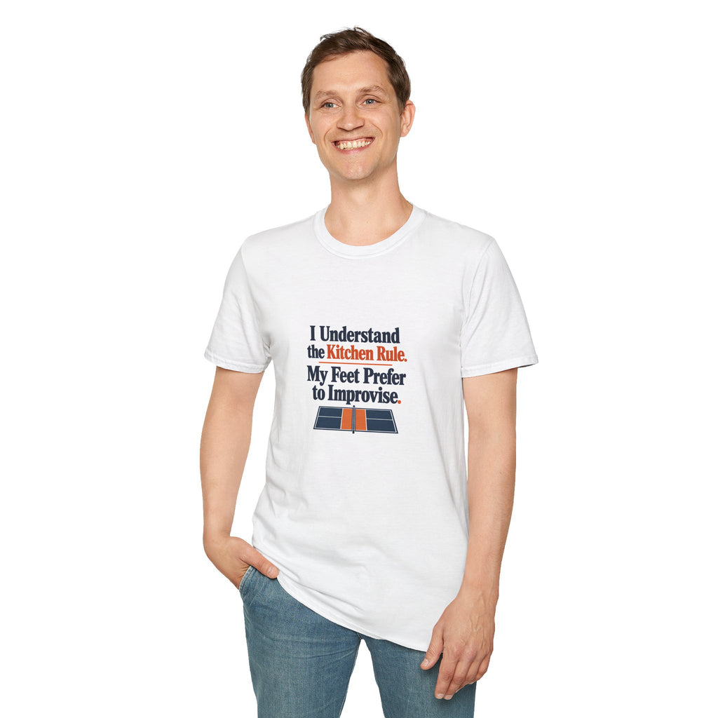 Pickleball T-Shirt, Funny Kitchen Rule Design, White Cotton