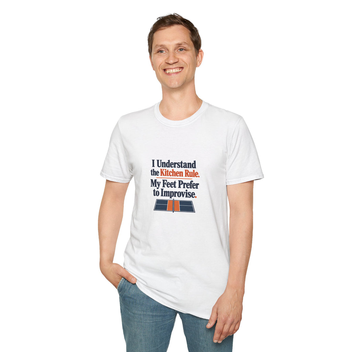 Pickleball T-Shirt, Funny Kitchen Rule Design, White Cotton