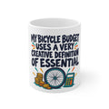 My Bicycle Budget Uses a Very Creative Definition of Essential | Funny Cycling Mug | Banterpip