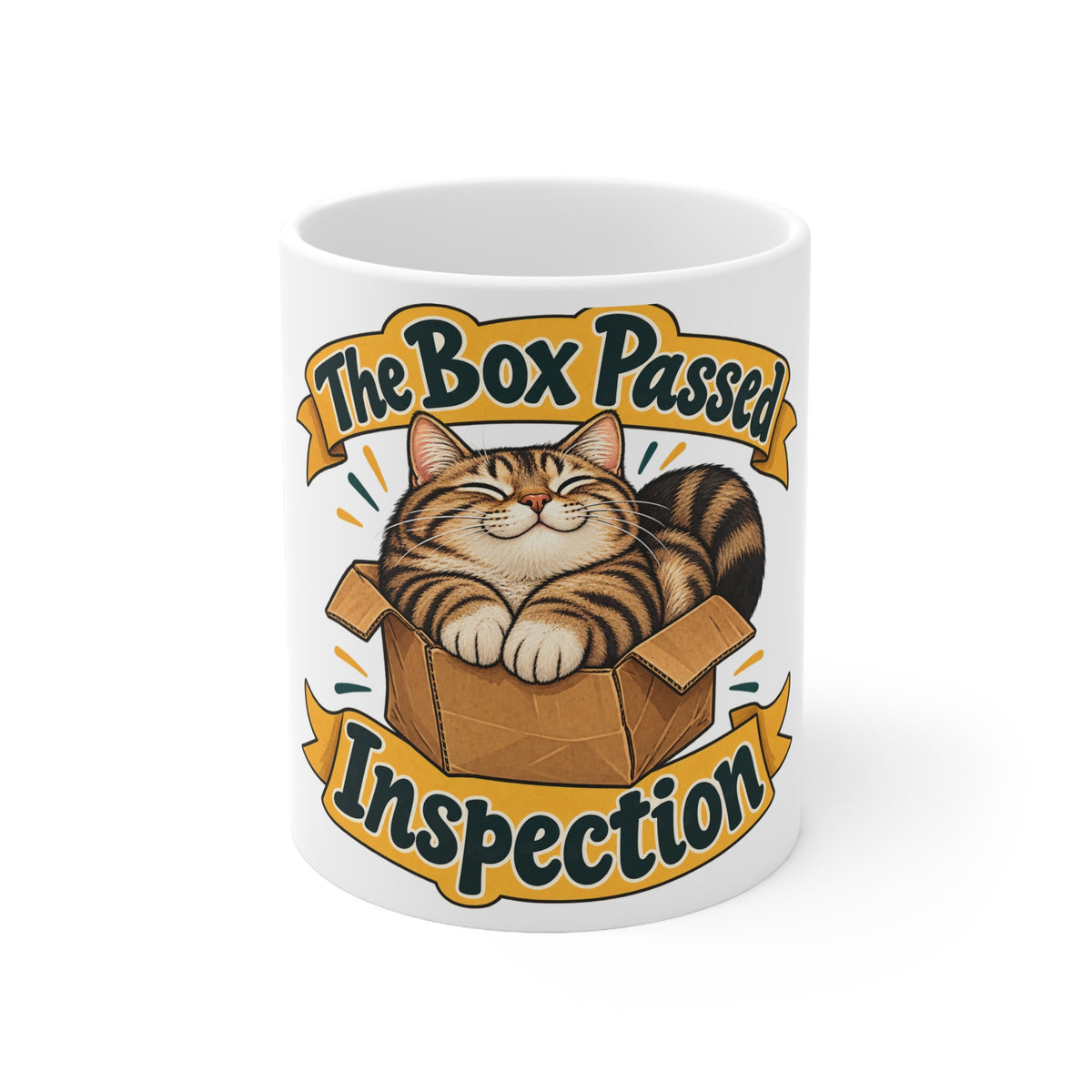The Box Passed Inspection | Funny Cat Owner Mug | Banterpip